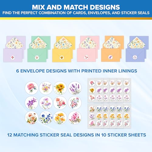 Decorably 60 Pack 6x4in Religious Floral Christian Blank Note Cards