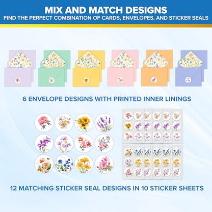 Decorably 60 Pack 6x4in Religious Floral Christian Blank Note Cards