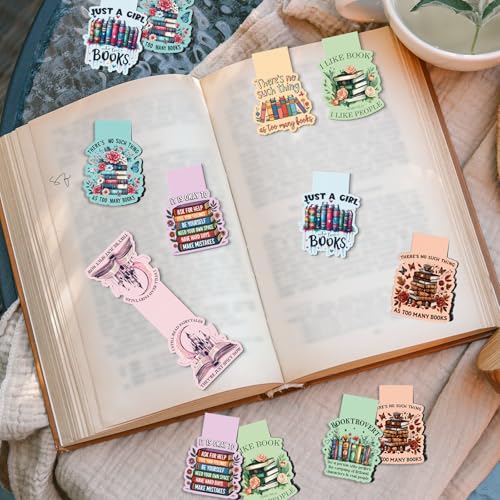 Book Lovers Magnetic Bookmark Gifts - Wxiben 8 Pcs Funny Bookmarks Magnetic for Women Bookworm Book Mark Magnets Page Markers Clip for Women Men Reading Students Teachers Librarian Supplies - style: Book Lovers
