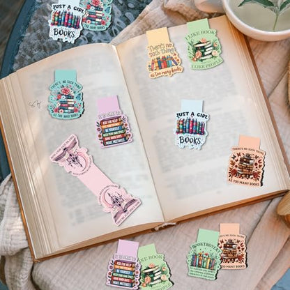 Book Lovers Magnetic Bookmark Gifts - Wxiben 8 Pcs Funny Bookmarks Magnetic for Women Bookworm Book Mark Magnets Page Markers Clip for Women Men Reading Students Teachers Librarian Supplies - style: Book Lovers