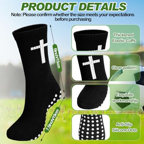 Chicingyou 6 Pairs Cross Grip Soccer Socks Religion Crew Socks - color: Black