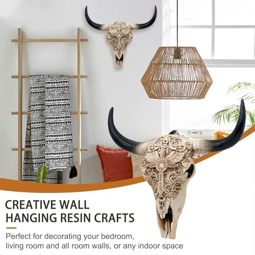 alikiki Western Cow Skull Wall-Decor - Realistic Animal Head Wall Hanging