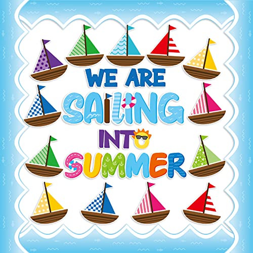 CY2SIDE 86PCS Sailing Into Summer Cutouts for Bulletin Board Border Sets, Hello Summer Theme Sailboats Trim, Classroom and School Summertime Nautical Decorations - style: Summer Sailboats
