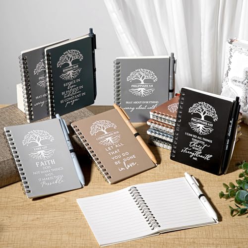 Kosiz 100 Pcs Bible Verse A6 Spiral Notebooks Bulk with Pens, Boho Color - color: Boho Color