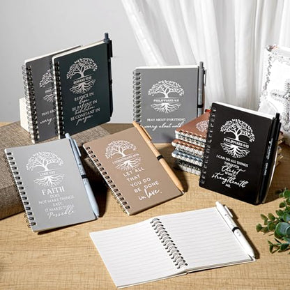 Kosiz 100 Pcs Bible Verse A6 Spiral Notebooks Bulk with Pens, Boho Color - color: Boho Color