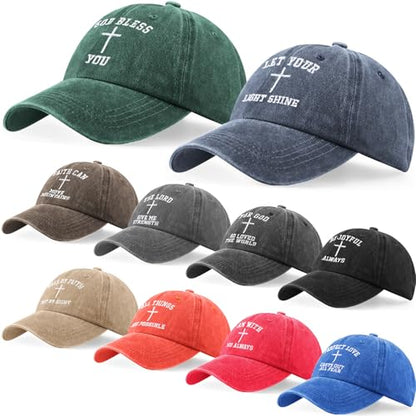 Zoooyawn 10 Pcs Jesus Christian Hats Cross Baseball Cap - color: Dark Colors