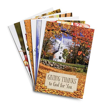 DaySpring - Thanksgiving Blessings – 8 Fall Design Assortment with Scripture – 24 Thanksgiving Boxed Cards & Envelopes (70927)