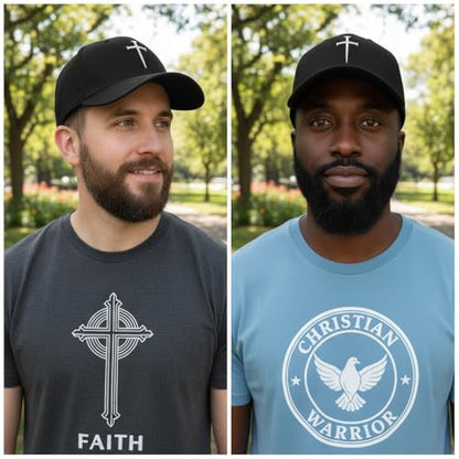 Three Nails Cross Christian Hats, Embroidered Baseball Caps for Adults - color: Black
