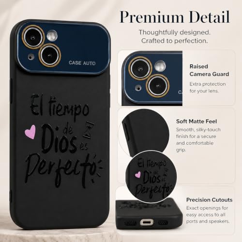 for iPhone 17 Pro Max Case God's Timing is Perfect Spanish Bible Verse Phone Case, Full Camera Lens Protection, Shockproof Drop Resistant Durable Cover (Black, iPhone 13) - color: black, size: iPhone 13