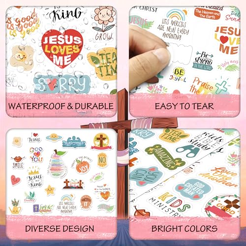 LINAYE 24 Sheets Christian Jesus Stickers for Kids Adults, Waterproof Adhesive Inspirational Jesus Faith Religious Bible Verse Stickers Bulk for Boys Girls Kids Version 2.0 - style: Christian 24 Sheets