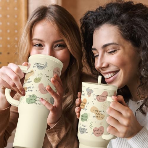 SANDJEST Inspirational Tumbler with Handle 40oz, Daily Positive Inspiration Coffee Cup Stainless Steel Travel Mug, Motivational Gifts for Women Girls Friends Coworker, Gift for Christmas Birthday - color: Inspiration 2