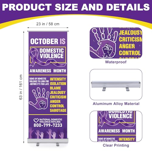 Ceenna 24 x 63 Inch Domestic Violence Awareness Retractable Banners - style: Domestic Violence Awareness