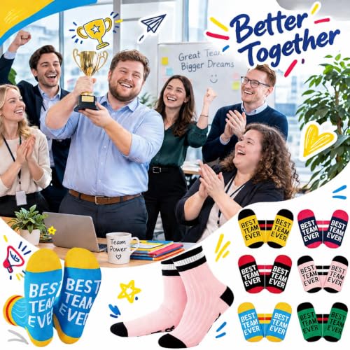Glitopper 12 Pairs Best Team Ever Gift Socks Bulk - color: Multiple Color, style: Team