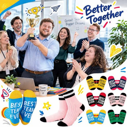Glitopper 12 Pairs Best Team Ever Gift Socks Bulk - color: Multiple Color, style: Team