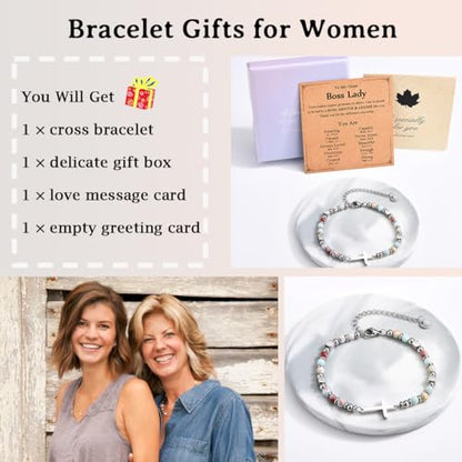 Christian Gifts for Women Girls, Religious Cross Bracelet - color: Boss Lady
