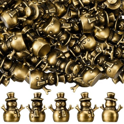 Civaner 50 Mini Brass Snowman Figurines, Tiny Christmas Snowman Decor - style: Snowman