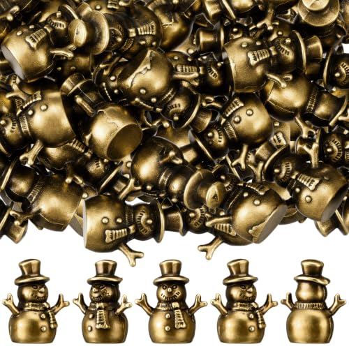 Civaner 50 Mini Brass Snowman Figurines, Tiny Christmas Snowman Decor - style: Snowman