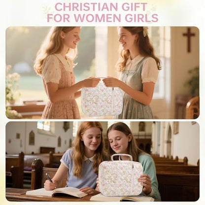 Bible Bag Cover Case for Women Study Supplies Kit Church Book Holder - color: Jungle Flowers