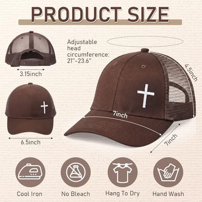 6/12 Pack Christian Hats Bulk for Men Women - style: Cross