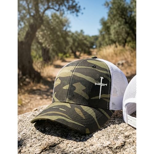 Christian Hats for Men Women,Jesus 3 Nail Cross Hat Christian Religious Gifts for Birthday/Christmas,Black and Silver - color: 592.camo-6