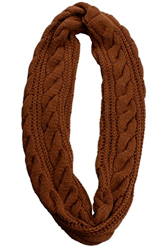 NEOSAN Womens Thick Ribbed Knit Winter Infinity Circle Loop Scarf - color: Twist Brown