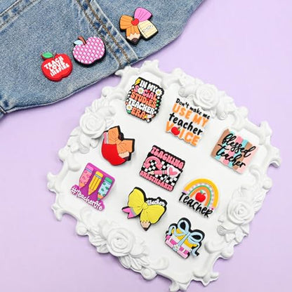 Cute Pins Bulk, Funny Lapel Badge Pins Rubber Brooch Pins for Backpacks, Hats, Bags - style: Teacher-30PCS