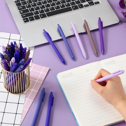 100 Pcs Ballpoint Gel Pens Bulk Retractable, Purple Series - style: Purple Series