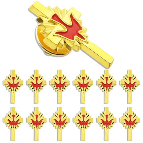 12/24/50/100Pack Gold Cross Lapel Pins Bulk Cross Dove Enamel Pin Set-Holy Spirit/Peace/Memorial/funeralGifts For Clothes Bags Hat - color: 24-Pack