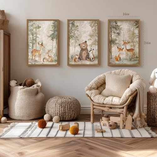 Clicyre Woodland Nursery Wall Decor, Forest Animal Canvas Wall Art 16x24 In - color: ForestAnimal, size: 24"L x 16"W