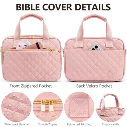 Bible Cover Case for Women, Bible Tote Bag w/Study Supplies Journaling Kit