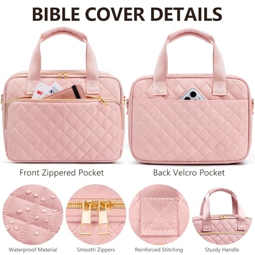 Bible Cover Case for Women, Bible Tote Bag w/Study Supplies Journaling Kit