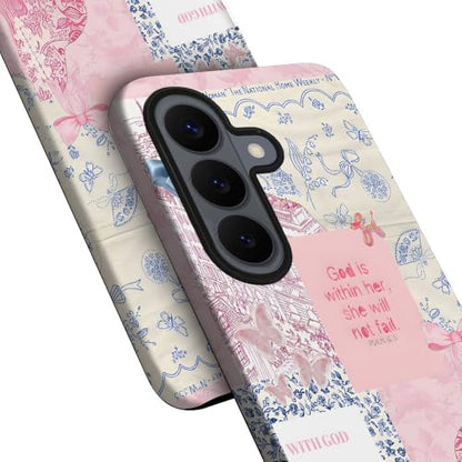 Compatible with Samsung Galaxy S26,2-in-1 Frosted Phone Cover Shockproof Case - Bible Verse Pink Tulip Flowers - color: Bible Verse Pink Tulip Flowers, size: Samsung Galaxy S26