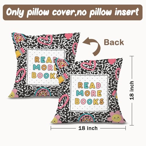 Reading Nook Pillow Covers 18x18,Classroom Decor Throw Pillows - color: Book