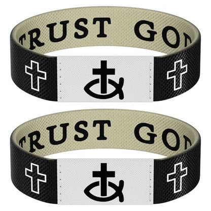 Bible Verse Bracelet, Wearable Scripture Bracelets - color: 2pcs Black