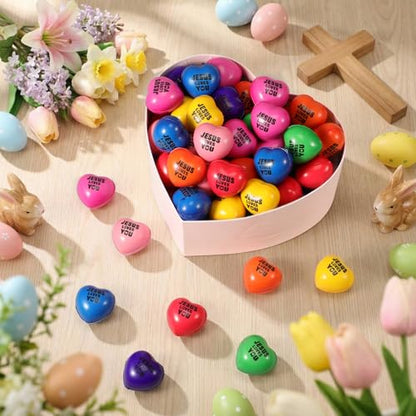 Skylety 48 Pcs Jesus Loves You Heart Balls Bulk, Christian Favors