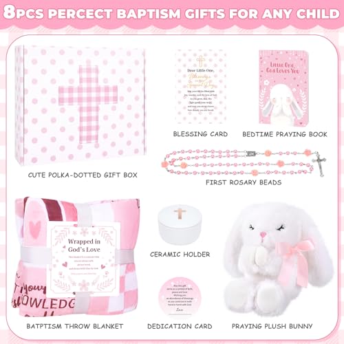 Baptism Gifts for Girl, Christening Gift for Baby Girls, Dedication Gift - color: PINK