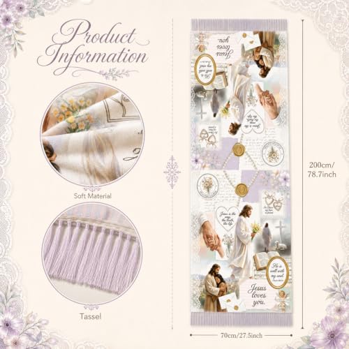 The Virgin Mary Bible Verse Shawls for Women, Catholic Christian Blanket Scarf Gifts or Mom Teacher Christmas - color: Cream