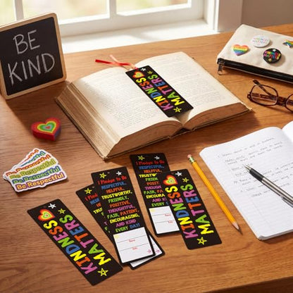 Dispowreath 60 Pcs Kindness Matters Pledge Bookmarks Inspirational Pledge Bookmarks Church Exchange Gifts for Party Favors Prizes Reading Accessories Book Club Supplies Incentive Gifts - style: Kindness Matters
