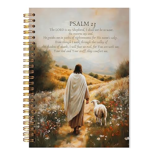Christian Jesus Notebook, the Lord Is My Shepherd Psalm 23 Bible Verse Journal, Religious Scripture Spiral Notebook, Jesus Leaves the 99 Sheep Journal for Women, 5.5x8.3 - color: YhSj 4