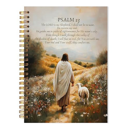 Christian Jesus Notebook, the Lord Is My Shepherd Psalm 23 Bible Verse Journal, Religious Scripture Spiral Notebook, Jesus Leaves the 99 Sheep Journal for Women, 5.5x8.3 - color: YhSj 4