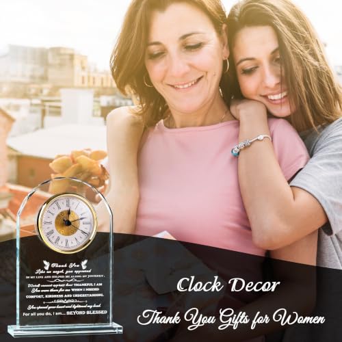 Thank You Gifts for Women Men - Crystal Clock Decor Engraved Presents for Teacher Doctor Nurse Boss Coworker - Inspirational Appreciation Gift Keepsake for Female Male Leader Best Friends Grateful - color: Thank You-angel-clock