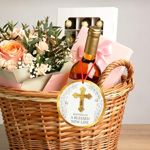FaCraft Christian Baptism Gifts for Boys, Girls, Adults, Women, Men - God Bless Baptized Ornament 2026 Religious Catholic Cross Christening Gift for Baby Boy Girl Godson Goddaughter - First Communion - color: 1-5 Christian Baptism Gift