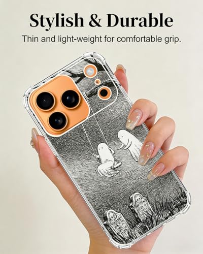 Halloween Spooky Ghosts Phone Case Compatible with iPhone 17 Pro Max, Tomb Yard Horror Phone Cover for iPhone 17 Pro Max, Trendy TPU Bumper Phone Cover Case - color: Cute Ghosts