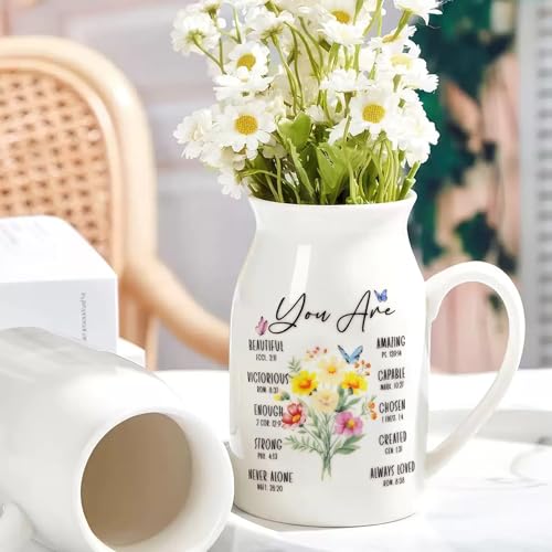 Christian Gifts for Women Birthday, Religious Vases for Flowers, Bible Verse Gift, Inspirational Gifts for Friends, Mom, Sister, Daughter, Girl, Female Coworker