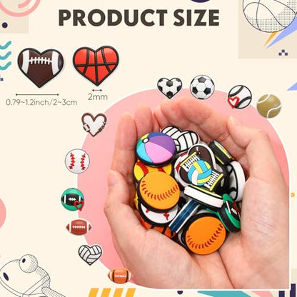 Tondiamo 60 Pcs Sports Ball Silicone Focal Beads for Pens Bulk Sports Theme Silicone Focal Bead for Beaded Pen Necklace Bracelet Charms Keychain Making Jewelry Making DIY Gifts (Ball) - style: Ball