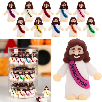 100 Pcs Little Jesus Figures, Jesus Loves You Figures, Mini Jesus in Bulk