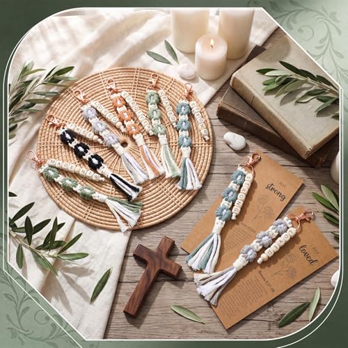 Gerrii 12 Set Back to School Keychain Bulk Christian Gift for Women, Dark - color: Dark