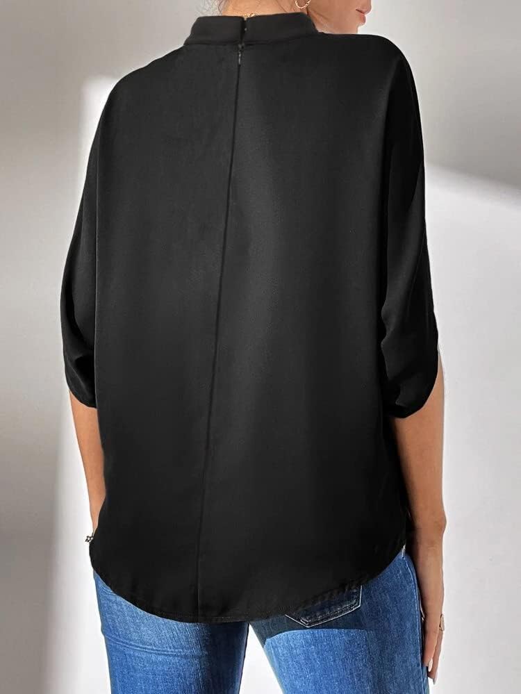 CAMDOM Womens Church Clergy Shirt Tab Collar Pleated Batwing Sleeves Blouse Top - size: 4X-Large