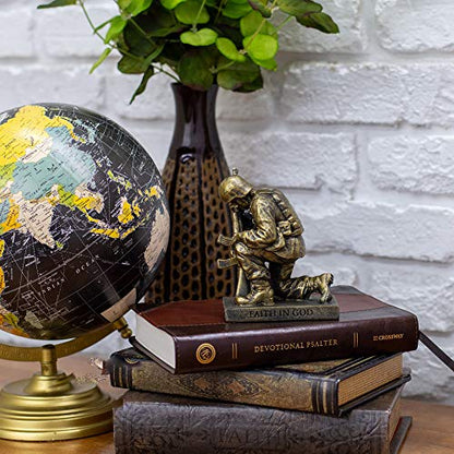 Dicksons Duty Faith God Praying Soldier 5 inch Gold Resin Stone Table Top Figurine - style: Duty Faith God Praying Soldier