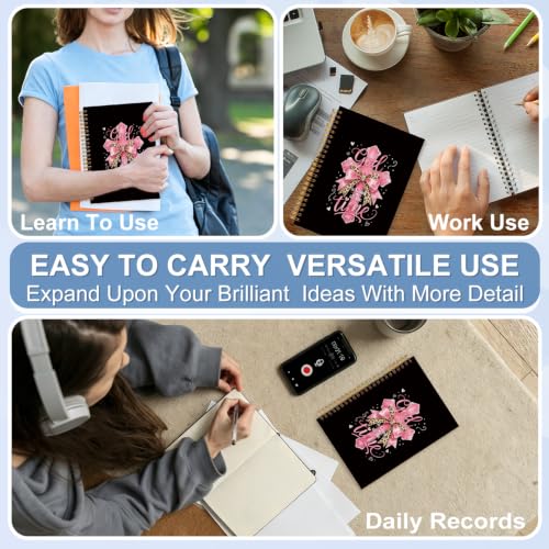 Pink Christian Religious Cross Notebook Journal for Women, 5.5x8.3 - color: white-Pink Religious Cross